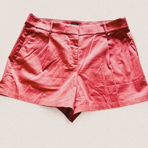 J. Crew flamingo pink cotton High-rise pleated short size 14